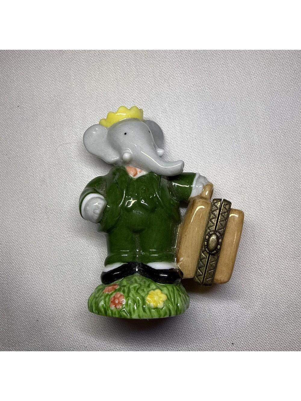 Babar The Elephant Ceramic Hinged Suitcase Trinket Box Midwest Cannon Falls P96
